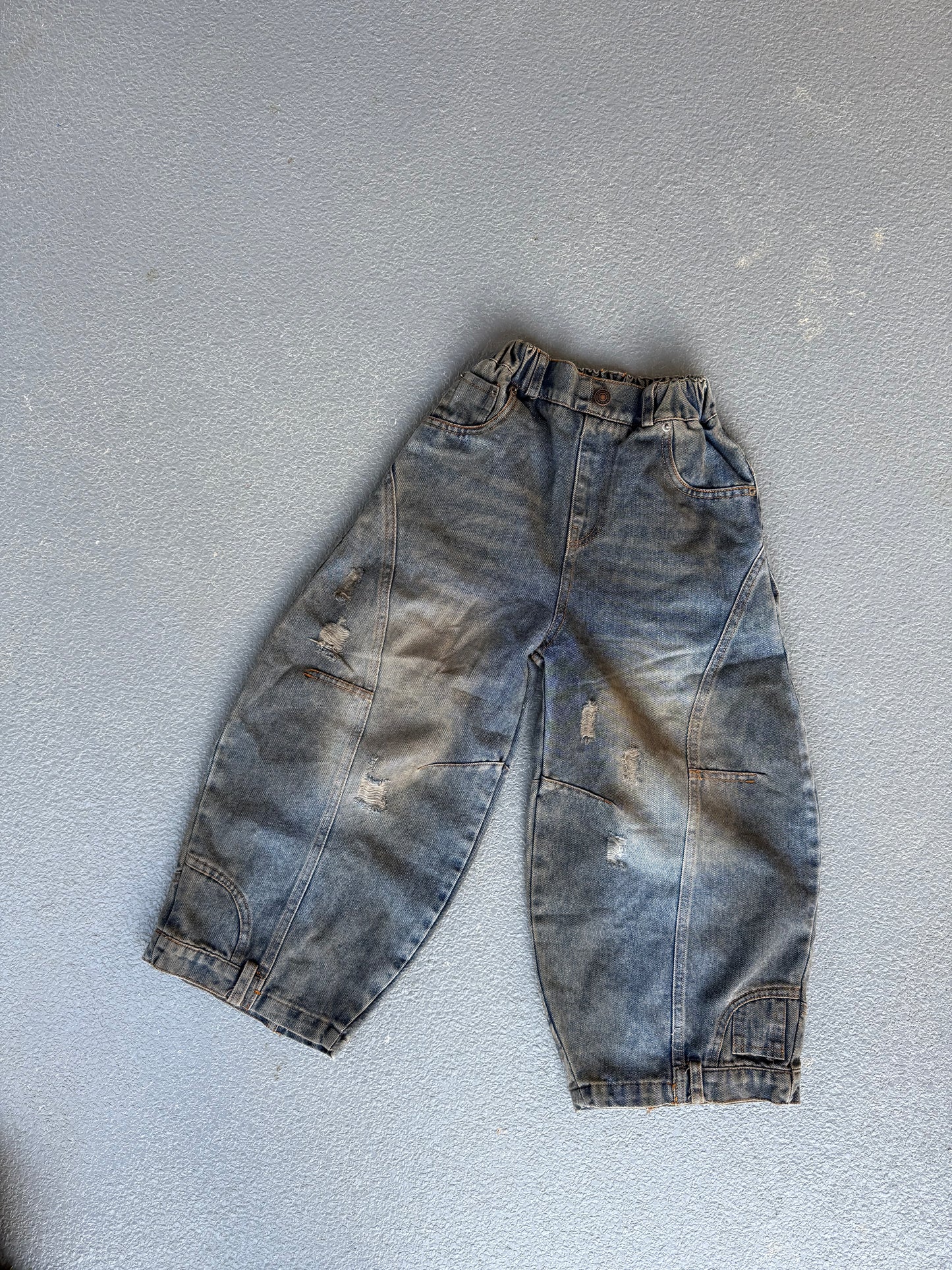 Deconstructed Wide Leg Jeans