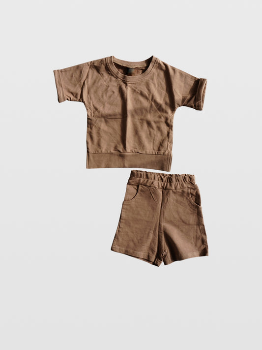 Club Enzo lightweight cotton hoodie and shorts two piece set in brown flat lay over white background clothes for toddlers baby boy clothes babies boys girls unisex cool kids mom must haves holiday gift guide trendy kids wear essentials made in Los Angeles toddler jacket kids shopping baby boy boutique baby boy clothes boutique kids shopping children’s boutique online shopping for kids kids wear near me baby clothes near me